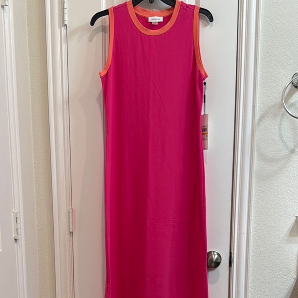 Calvin Klein Fuchsia and Coral Maxi Dress